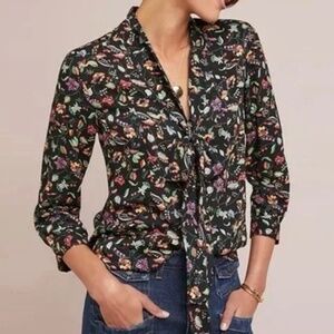 Anthropologie tie neck blouse